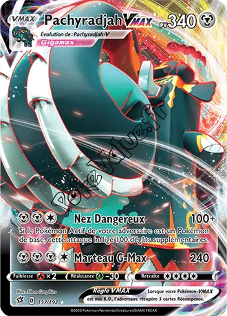 Carte Pokémon Pachyradjah VMAX n°137 de la série Clash des Rebelles