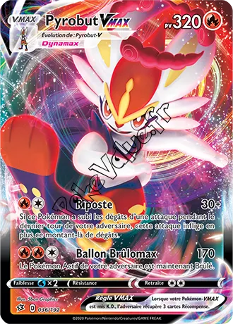 Carte Pokémon Pyrobut VMAX n°36 de la série Clash des Rebelles