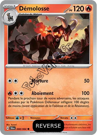 Carte Pokémon Démolosse  Reverse n°008 de la série Fable Nébuleuse