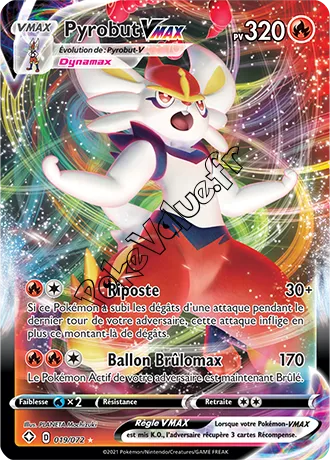 Carte Pokémon Pyrobut VMAX  n°19 de la série Déstinées Radieuses
