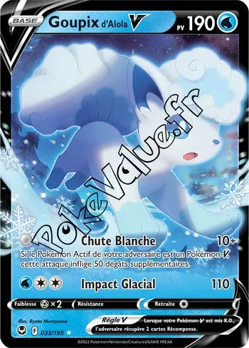 Carte Pokémon Goupix de Alola V  n°033 de la série Tempête Argentée