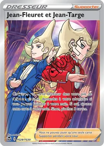 Carte Pokémon Jean-Fleuret et Jean-Targe n°TG28 de la série Tempête Argentée