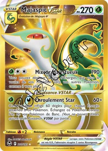 Carte Pokémon Majaspic VSTAR  n°210 de la série Tempête Argentée