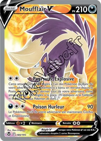 Carte Pokémon Moufflair V  n°180 de la série Tempête Argentée