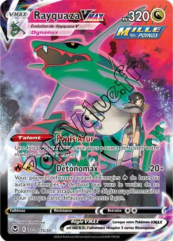 Carte Pokémon Rayquaza VMAX  n°TG20 de la série Tempête Argentée