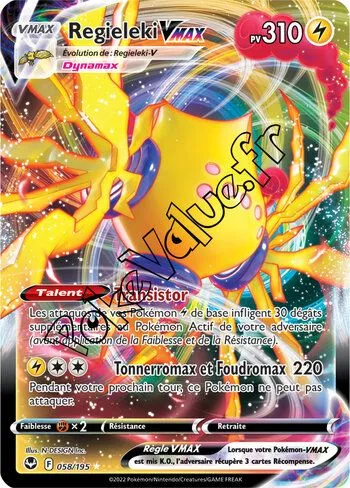 Carte Pokémon Regieleki VMAX  n°058 de la série Tempête Argentée