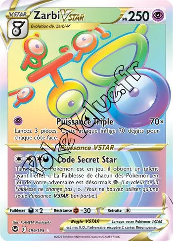 Carte Pokémon Zarbi VSTAR  n°199 de la série Tempête Argentée