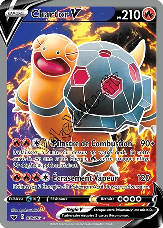 Carte Pokémon Chartor V  n°188 de la série Épée et Bouclier