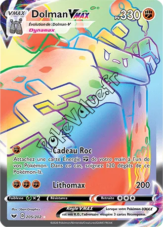 Carte Pokémon Dolman VMAX  n°205 de la série Épée et Bouclier