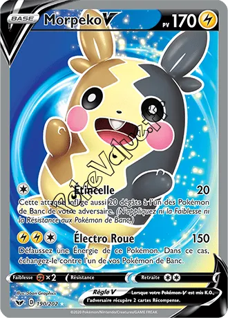 Carte Pokémon Morpeko V  n°190 de la série Épée et Bouclier
