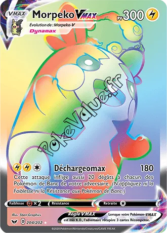 Carte Pokémon Morpeko VMAX  n°204 de la série Épée et Bouclier