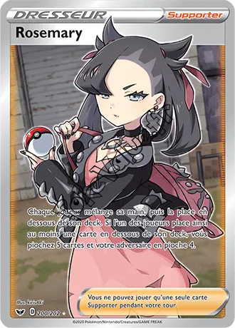 Carte Pokémon Rosemary n°200 de la série Épée et Bouclier