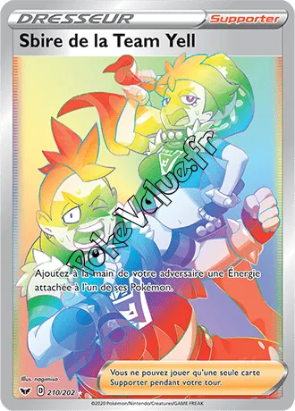 Carte Pokémon Sbire de la Team Yell n°210 de la série Épée et Bouclier