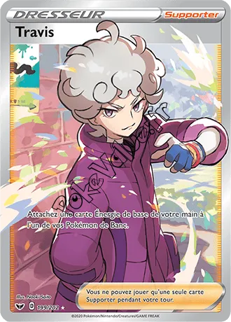 Carte Pokémon Travis n°199 de la série Épée et Bouclier