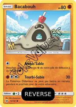 Carte Pokémon Bacabouh Reverse n°74 de la série Soleil et Lune