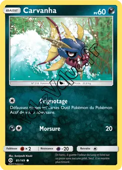 Carte Pokémon Carvanha  n°81 de la série Soleil et Lune