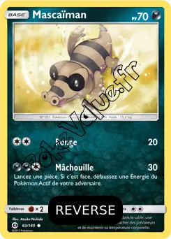 Carte Pokémon Mascaïman Reverse n°83 de la série Soleil et Lune