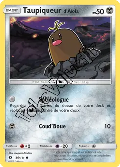 Carte Pokémon Taupiqueur d’Alola n°86 de la série Soleil et Lune