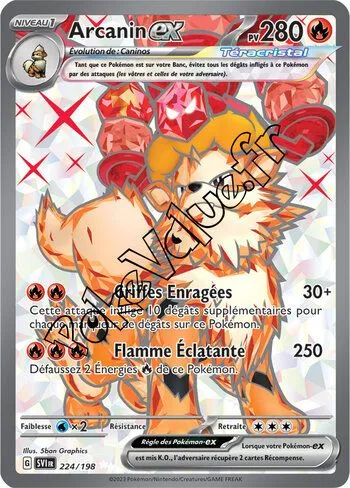 Carte Pokémon Arcanin ex  n°224 de la série Écarlate et Violet