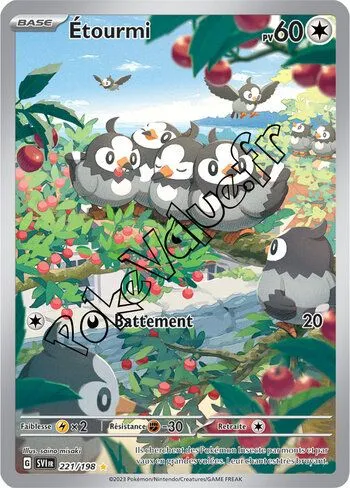 Carte Pokémon Étourmi  n°221 de la série Écarlate et Violet