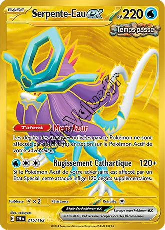 Carte Pokémon Serpente-Eau ex  n°215 de la série Forces Temporelles