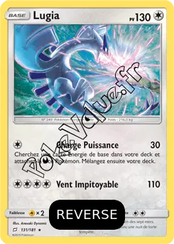 Carte Pokémon Lugia  Reverse n°131 de la série Duo de Choc