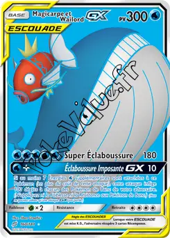 Carte Pokémon Magicarpe et Wailord GX n°160 de la série Duo de Choc