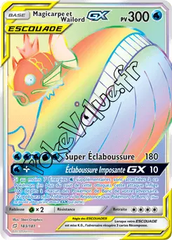 Carte Pokémon Magicarpe et Wailord GX n°183 de la série Duo de Choc