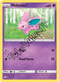 Carte Pokémon Nidoran♂ n°57 de la série Duo de Choc