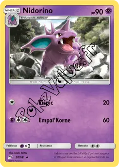 Carte Pokémon Nidorino  n°58 de la série Duo de Choc