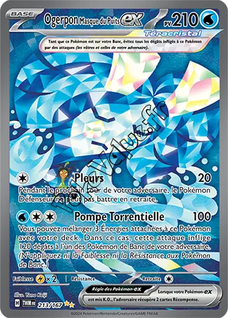 Carte Pokémon Ogerpon Masque du Puits ex  n°213 de la série Mascarade Crépusculaire