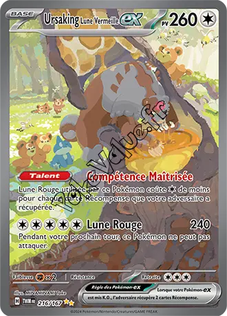 Carte Pokémon Ursaking Lune Vermeille ex  n°216 de la série Mascarade Crépusculaire