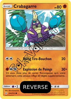 Carte Pokémon Crabagarre Reverse n°104 de la série Alliance Infaillible