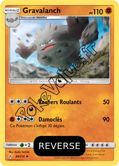 Carte Pokémon Gravalanch Reverse n°88 de la série Alliance Infaillible
