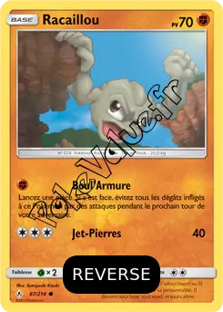 Carte Pokémon Racaillou Reverse n°87 de la série Alliance Infaillible
