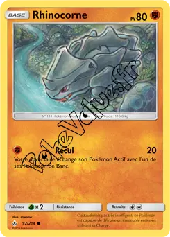 Carte Pokémon Rhinocorne n°92 de la série Alliance Infaillible