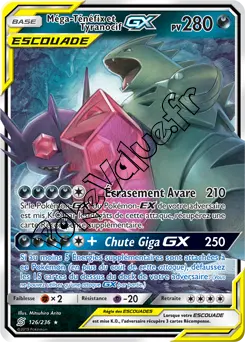 Carte Pokémon Méga-Ténéfix et Tyranocif GX n°126 de la série Harmonie des Esprits
