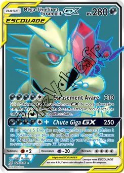 Carte Pokémon Méga-Ténéfix et Tyranocif GX n°225 de la série Harmonie des Esprits
