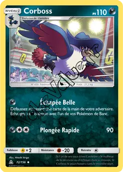 Carte Pokémon Corboss n°72 de la série Ultra-Prisme