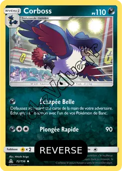 Carte Pokémon Corboss Reverse n°72 de la série Ultra-Prisme
