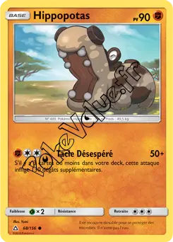Carte Pokémon Hippopotas  n°68 de la série Ultra-Prisme