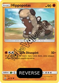 Carte Pokémon Hippopotas  Reverse n°68 de la série Ultra-Prisme