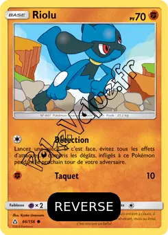 Carte Pokémon Riolu  Reverse n°66 de la série Ultra-Prisme