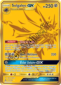 Carte Pokémon Solgaleo GX  n°173 de la série Ultra-Prisme